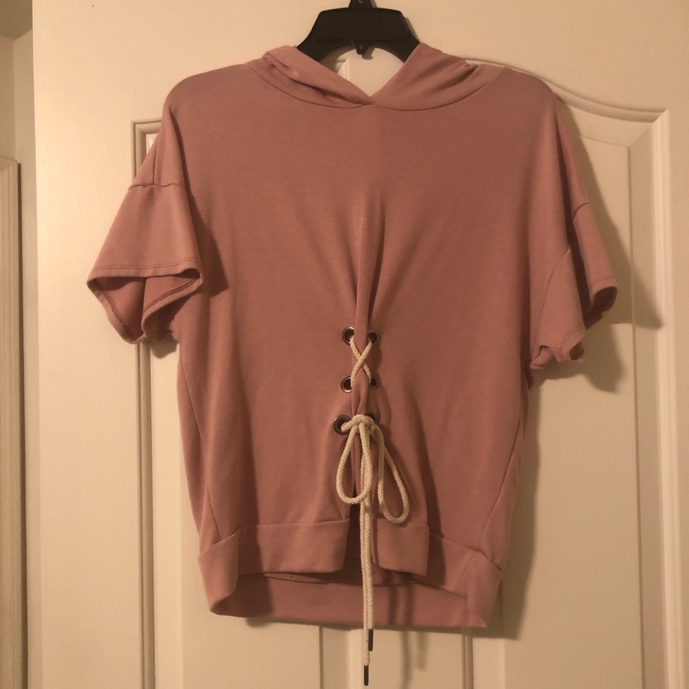 Dusty Pink Short Sleeve Hoodie